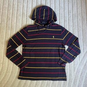 Polo Ralph Lauren navy striped hoodie Size L preppy retro casual Streetwear